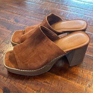 Brown Suede Women's Mules